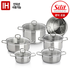 [실리트] 프리모 실리썸 냄비 5종+찜기 세트 (16L+20L+20H+24L+24H,찜기24cm)